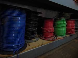 lot 75 image: Contents Of Shelf (Lots of copper wire)