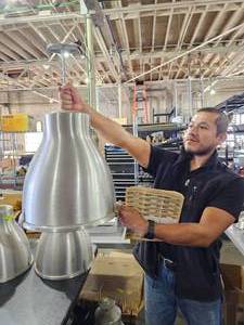 lot 159 image: Luminaire Large Industrial Hanging Light Fixture # 1